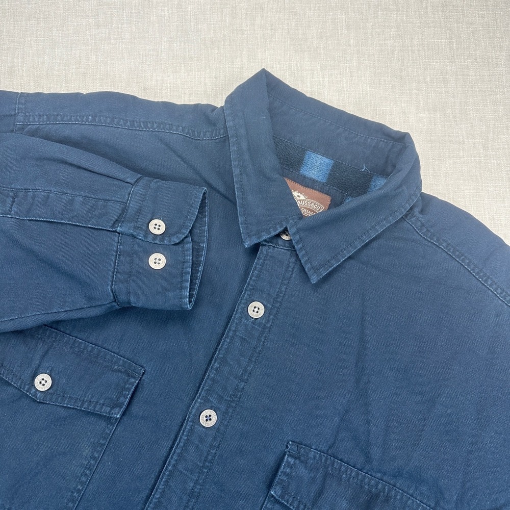 Levis Shirt Jacket Mens XL Navy Blue Cotton Fleece Lined Insulated Workwear EUC